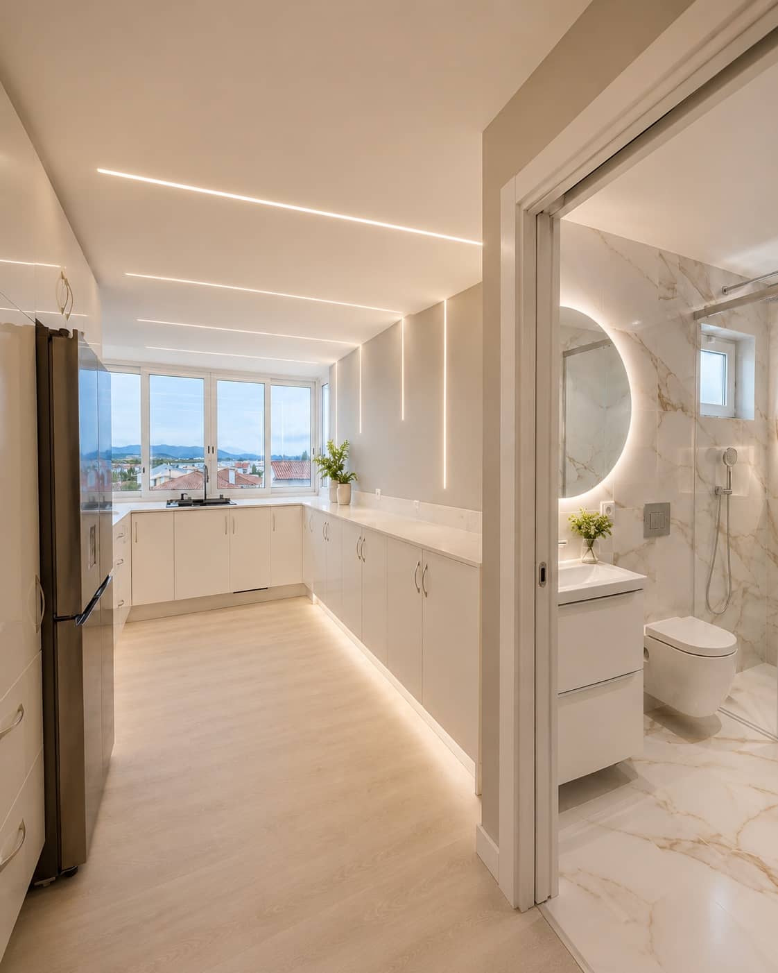 Cozinha e casa de banho remodeladas pela Alcance Flexível LDA